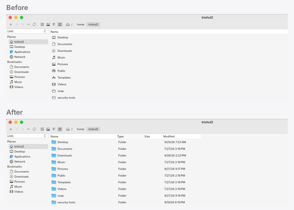 Finder before and after