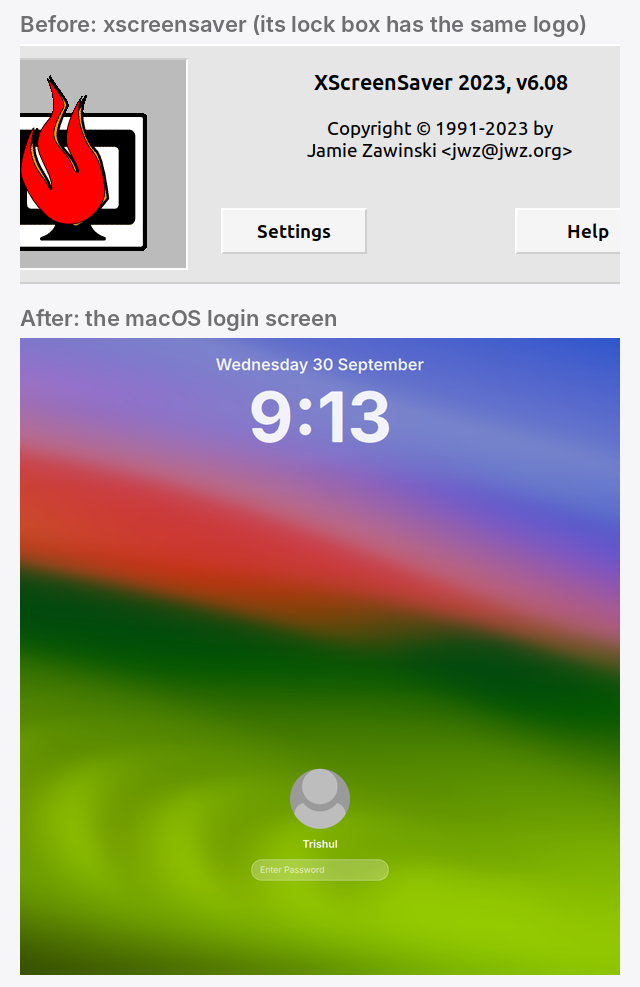 Lock screen before and after