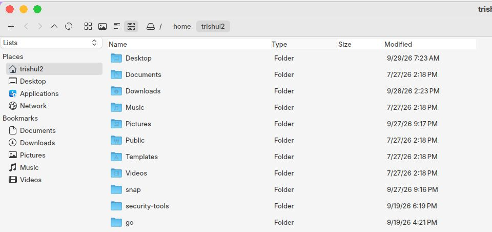 Finder list view