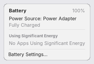 Battery menu